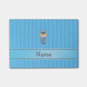 Personalised name mailman blue stripes post-it notes