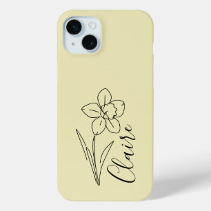 Personalised name March daffodil Birth Flower iPhone 15 Mini Case