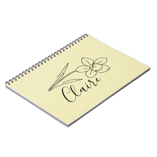 Personalised name March daffodil Birth Flower Notebook (Left Side)