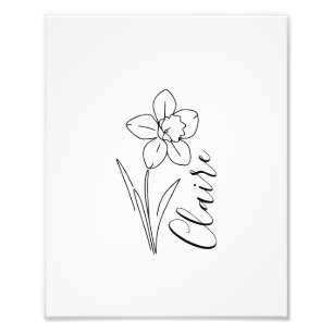 Personalised name March daffodil Birth Flower Photo Print