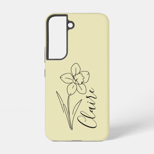 Personalised name March daffodil Birth Flower Samsung Galaxy S22 Case (Back)