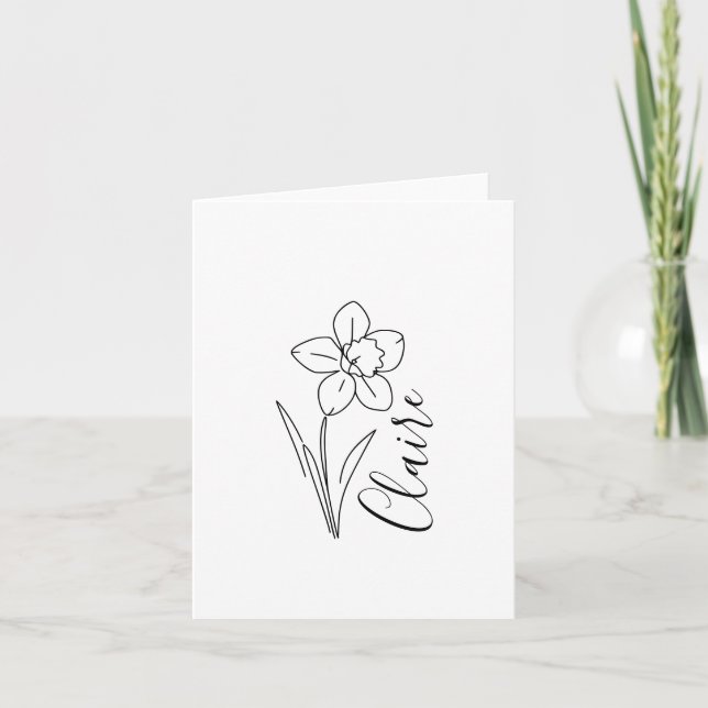 Personalised name March daffodil Birth Flower Thank You Card (Front)