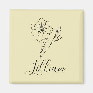 Personalised name March jonquil Birth Flower Magnet