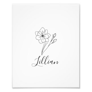 Personalised name March jonquil Birth Flower Photo Print