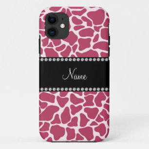 Personalised name mauve giraffe pattern iPhone 11 case