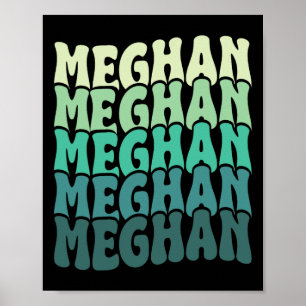 Personalised Name Meghan I Love Meghan Groovy 80's Poster