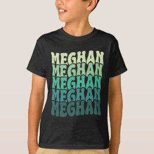 Personalised Name Meghan I Love Meghan Groovy 80's T-Shirt