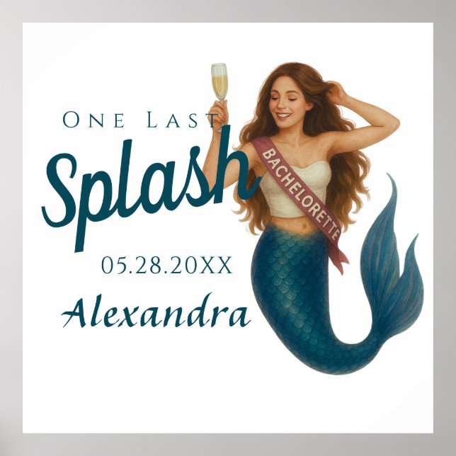 Personalised Name Mermaid Bachelorette Poster (Front)
