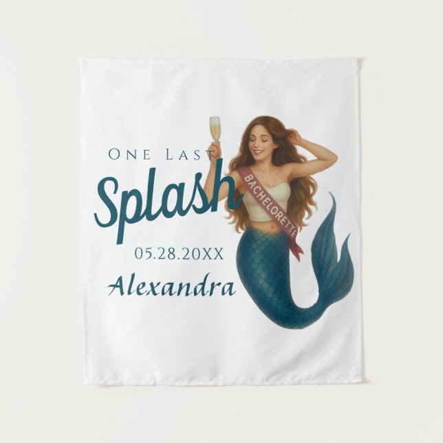 Personalised Name Mermaid Bachelorette Tapestry (Front)