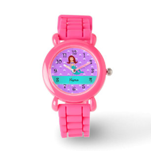 Personalised name mermaid purple pearls watch