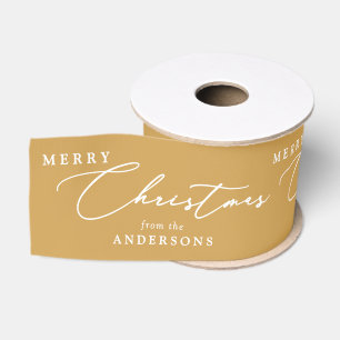 Personalised Name Merry Christmas Elegant Script Grosgrain Ribbon