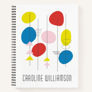 Personalised Name Mid Century Modern Colourful  Notebook