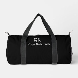 Personalised Name Minimal Classic Elegant Black Duffle Bag