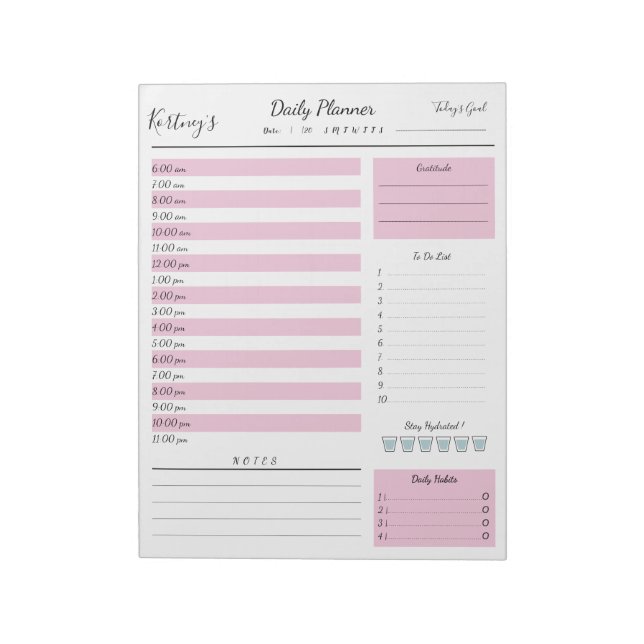 Personalised Name minimal daily planner Notepad (Rotated)