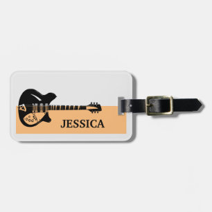 Personalised Name Minimal Electric Guitar Gift Luggage Tag