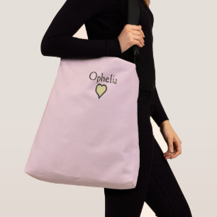 Personalised Name Minimal Heart Black & Pink Crossbody Bag