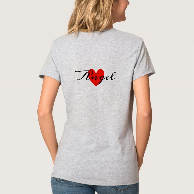 Personalised Name & Minimal Red Heart Cute T-Shirt (Back)
