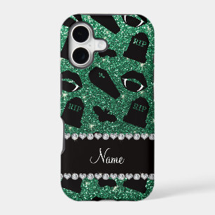 Personalised name mint green glitter vampire