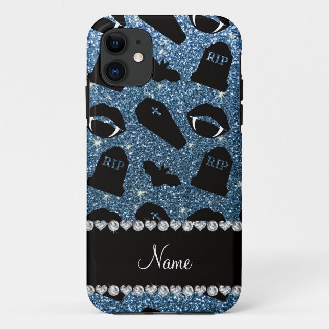 Personalised name misty blue glitter vampire Case-Mate iPhone case (Back)