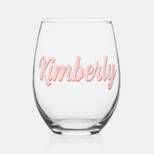 Personalised Name Modern and Elegant Stemless Wine Glass