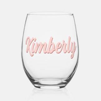 Personalised Name Modern and Elegant Stemless Wine Glass
