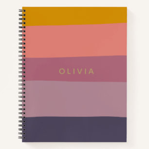 Personalised Name Modern Colour Block Earthy Colou Notebook