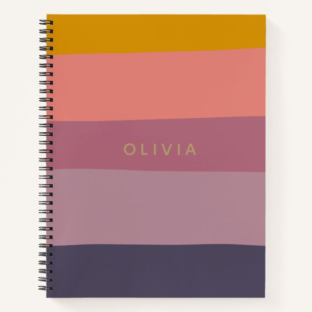Personalised Name Modern Colour Block Earthy Colou Notebook (Front)