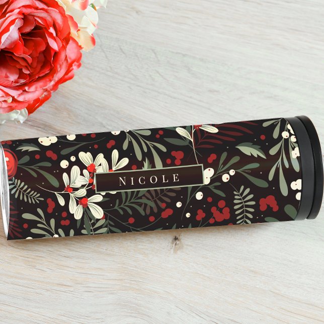 Personalised Name Modern Floral Thermal Tumbler (Creator Uploaded)