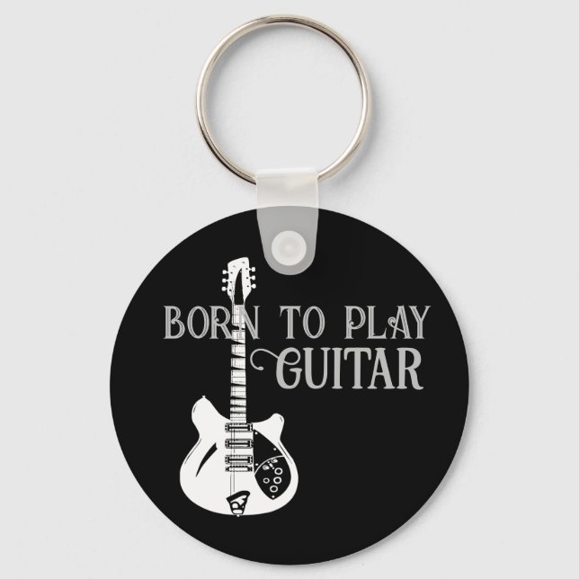 Personalised Name Modern Minimal Electric Guitar Key Ring (Front)