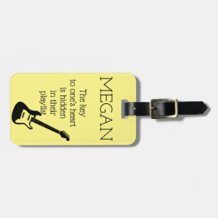 Personalised Name Modern Minimal Electric Guitar Luggage Tag