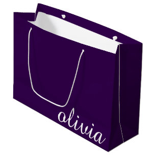 Personalised Name Modern Minimal Luxury DarkPurple Large Gift Bag