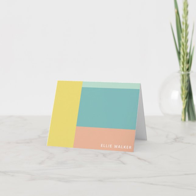 Personalised Name Modern Pastel Geometric Stylish Note Card (Front)
