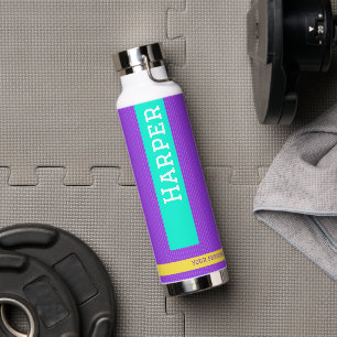 Personalised Name Modern Purple  Water Bottle