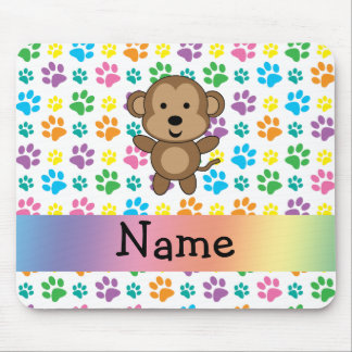 Personalised name monkey rainbow paws mouse pad