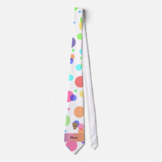 Personalised name monkey rainbow polka dots tie