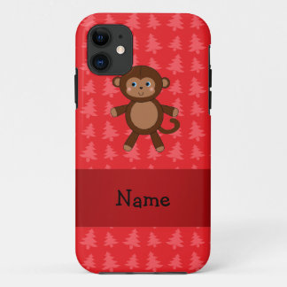 Personalised name monkey red christmas trees Case-Mate iPhone case