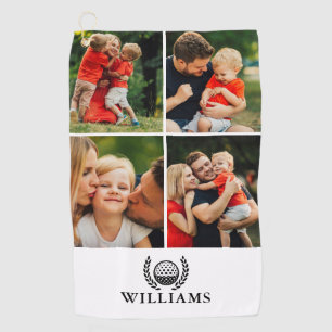 Personalised Name Monogram 4 Photo Golf Towel
