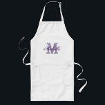 Personalised name monogram apron | Lavender purple<br><div class="desc">Personalised name monogram apron | Lavender purple. Elegant monogrammed BBQ / kitchen apron for men,  women and kids. Stylish script typography initial letter. Barbecue / baking aprons in khaki beige / standards white and yellow. Long and short version. Make one for mum,  mother,  wife,  aunt,  grandma,  daughter,  girlfriend etc.</div>