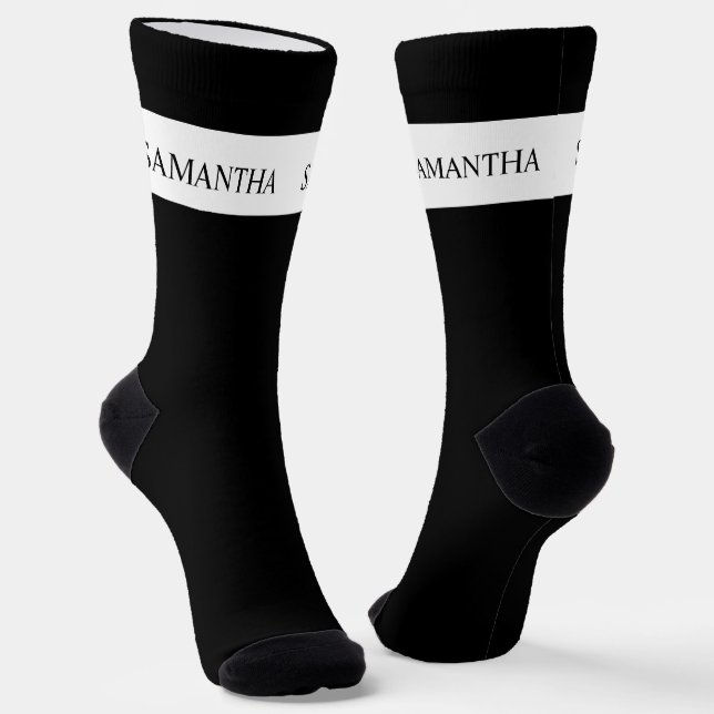 Personalised Name Monogram Basic Minimalistic Socks (Angled)