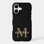 Personalised Name Monogram Black<br><div class="desc">Create your own personalised black round phone case with your custom name and monogram.</div>