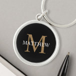 Personalised Name Monogram Black<br><div class="desc">Create your own personalised black round keychain with your custom name and monogram.</div>