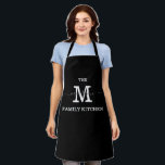 Personalised Name Monogram Black Apron<br><div class="desc">Personalised Name Monogram Black Apron</div>
