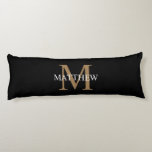 Personalised Name Monogram Black Body Cushion<br><div class="desc">Create your own personalised black round body pillow with your custom name and monogram.</div>