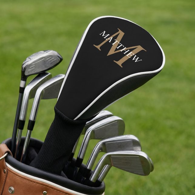Personalised Name Monogram Black Golf Head Cover (Creator Uploaded)