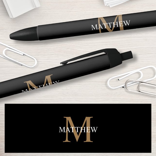 Personalised Name Monogram Black Ink Pen (Creator Uploaded)