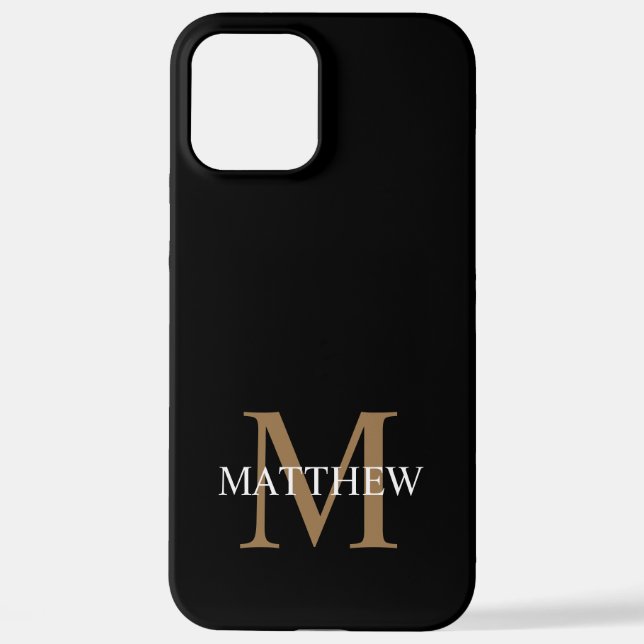 Personalised Name Monogram Black iPhone Case (Back)