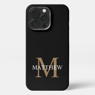 Personalised Name Monogram Black iPhone 13 Pro Case
