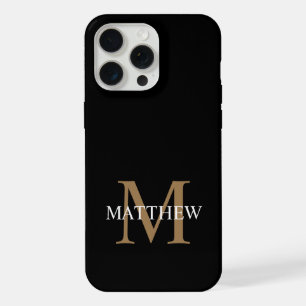 Personalised Name Monogram Black iPhone 15 Pro Max Case