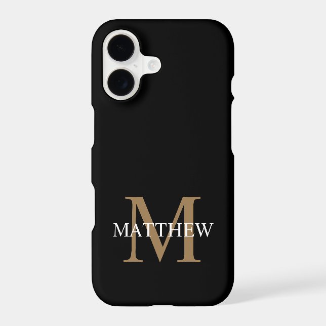Personalised Name Monogram Black iPhone Case (Back)