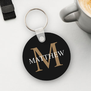 Personalised Name Monogram Black Key Ring